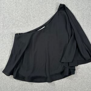 Amanda Uprichard Arosa One Shoulder Top Size XS/P Black Flowy Revolve